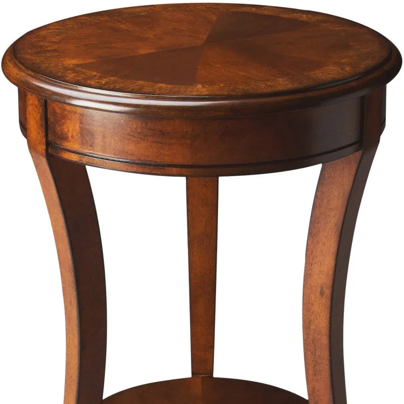 26" Brown Wood And Wood Round End Table With Shelf Homeroots Living Room