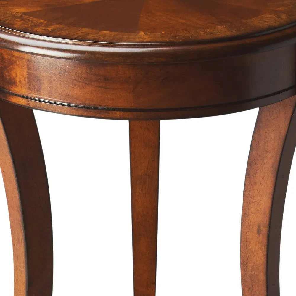 26" Brown Wood And Wood Round End Table With Shelf Homeroots Living Room