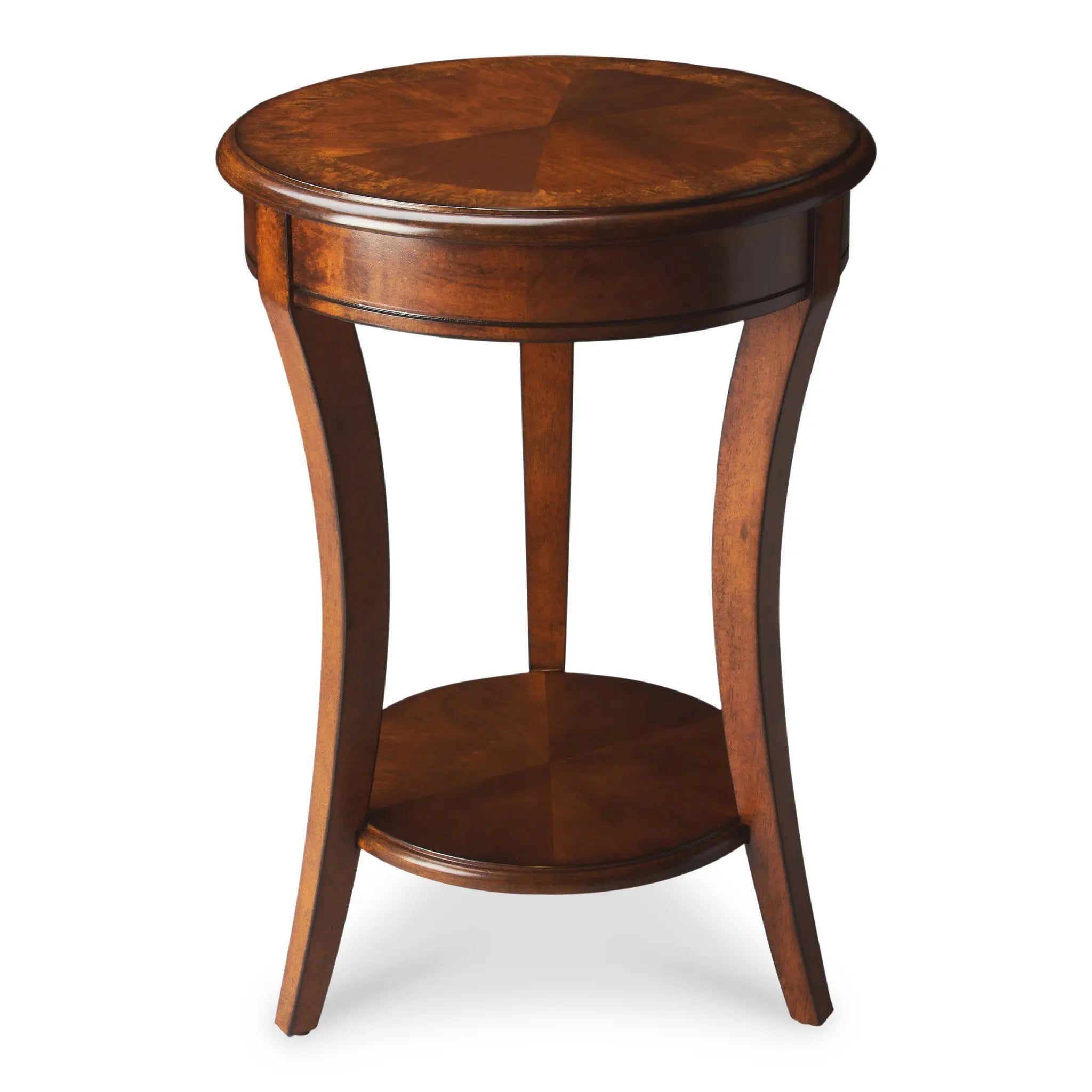 26" Brown Wood And Wood Round End Table With Shelf Homeroots Living Room