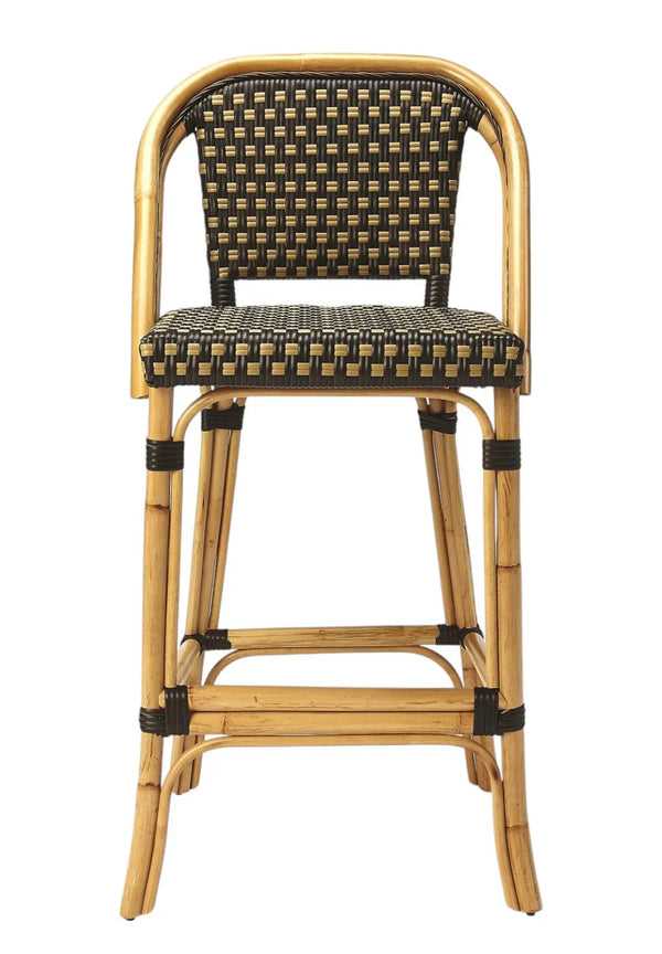 26" Brown and Natural Rattan Counter Height Bar Chair Homeroots Living Room
