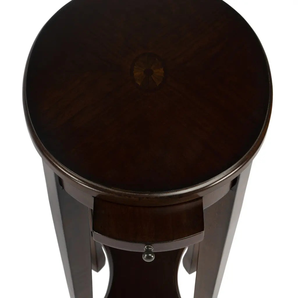 26" Chestnut Oval End Table With Shelf Homeroots Living Room
