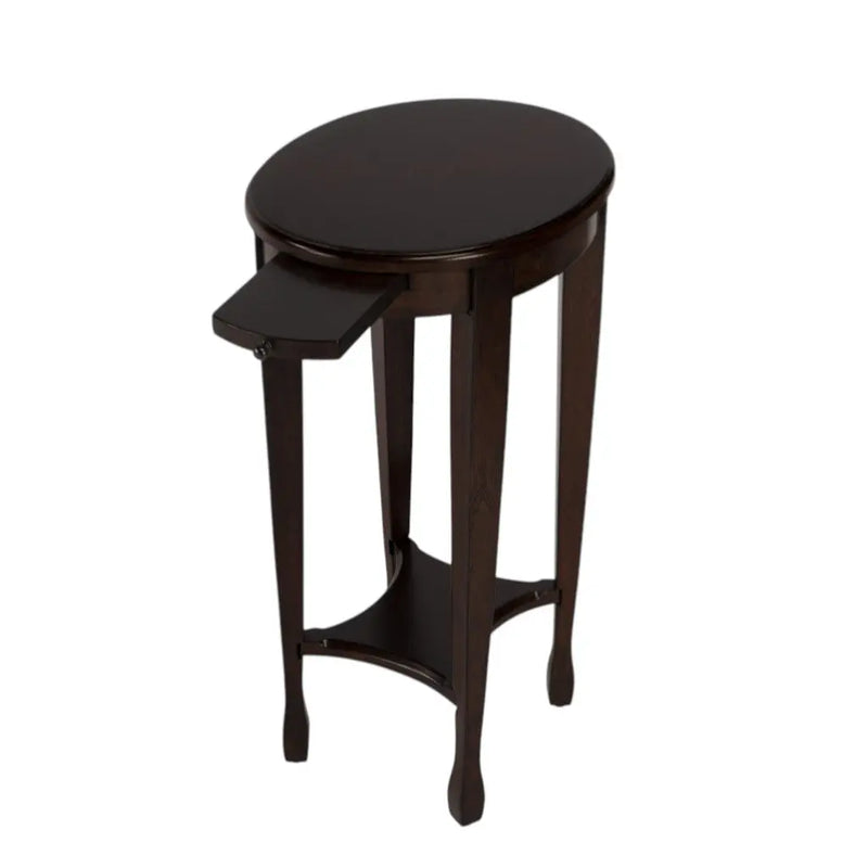 26" Chestnut Oval End Table With Shelf Homeroots Living Room