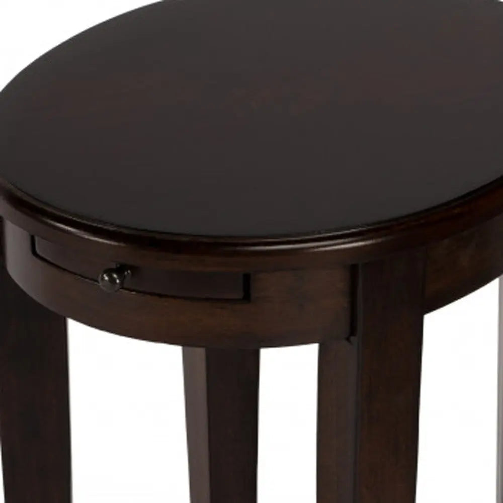 26" Chestnut Oval End Table With Shelf Homeroots Living Room