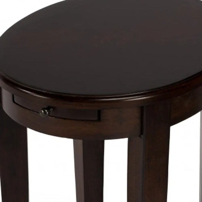 26" Chestnut Oval End Table With Shelf Homeroots Living Room
