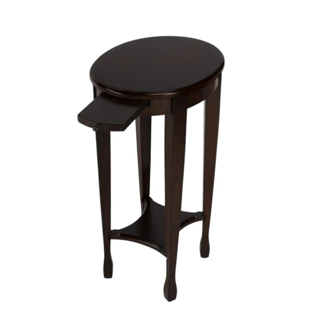26" Chestnut Oval End Table With Shelf Homeroots Living Room