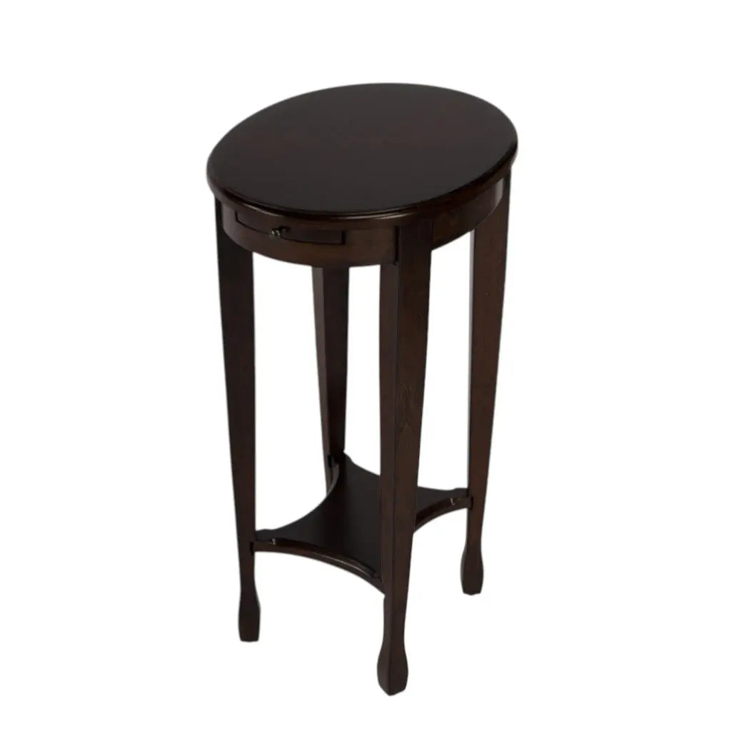 26" Chestnut Oval End Table With Shelf Homeroots Living Room