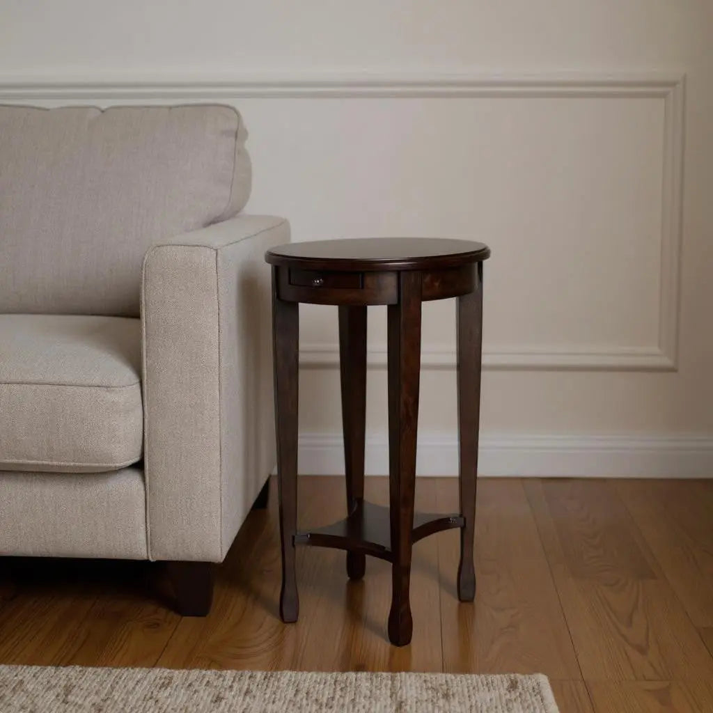 26" Chestnut Oval End Table With Shelf Homeroots Living Room
