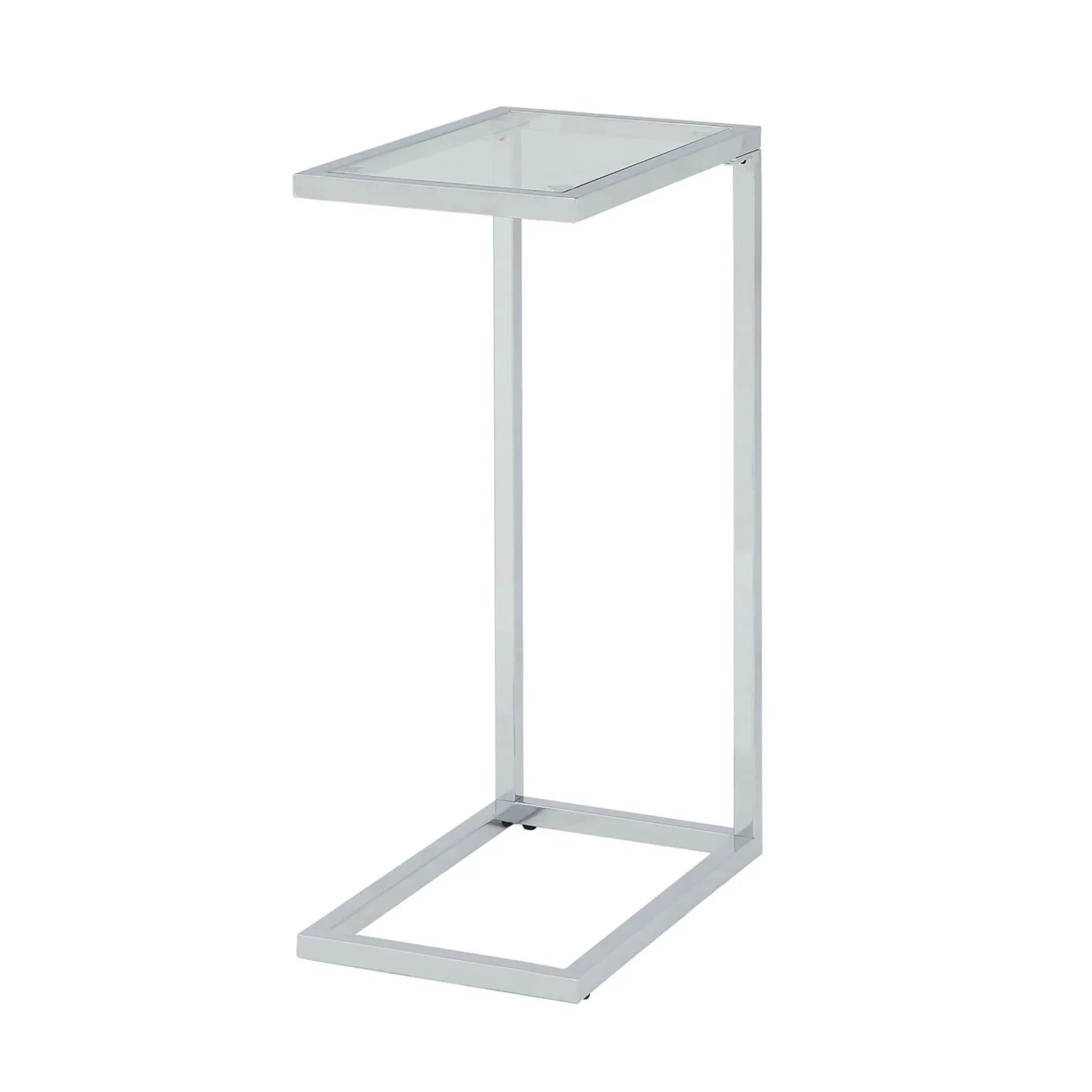 26" Clear And White Glass And Steel Sled End Table Homeroots Living Room