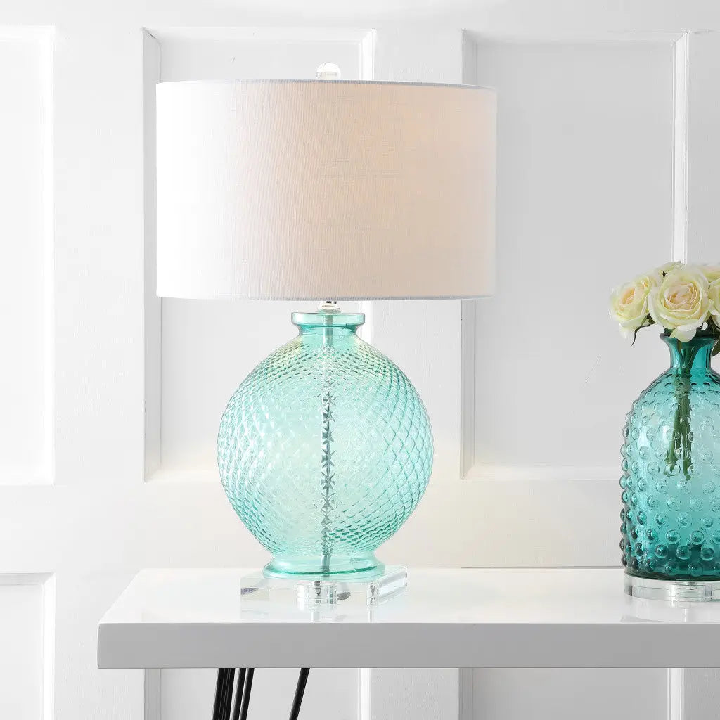26" Clear Novelty Table Lamp With Drum Shade Homeroots Lighting