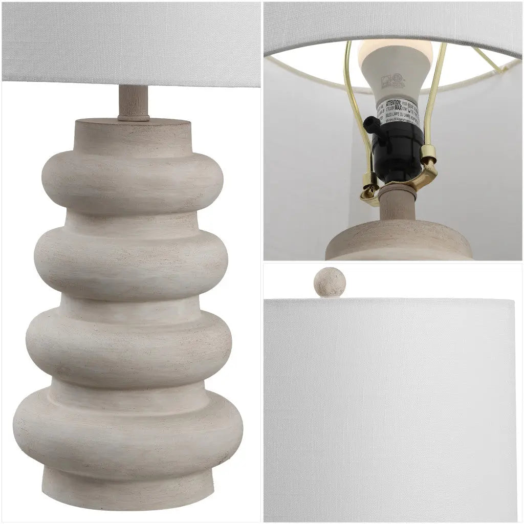 26" Clear Round Table Lamp With Drum Shade Homeroots Lighting