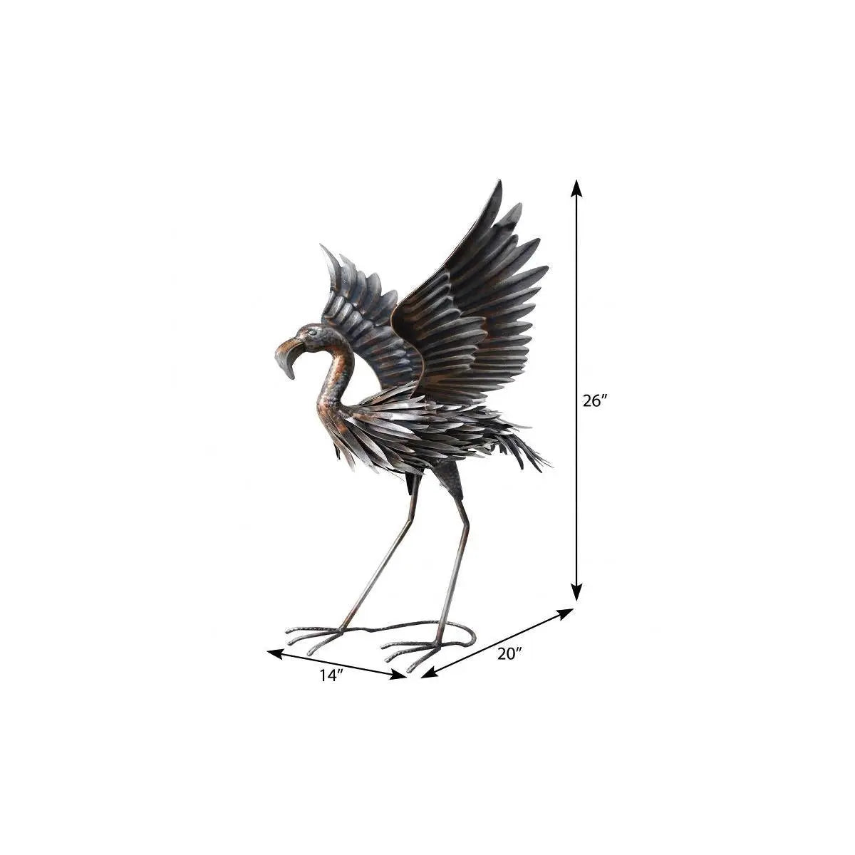 26" Copper And Silver Metal Flamingo Garden Accents Accessories Homeroots Outdoor