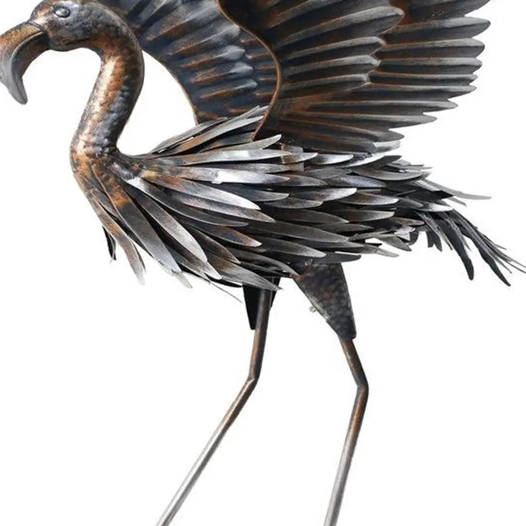 26" Copper And Silver Metal Flamingo Garden Accents Accessories Homeroots Outdoor