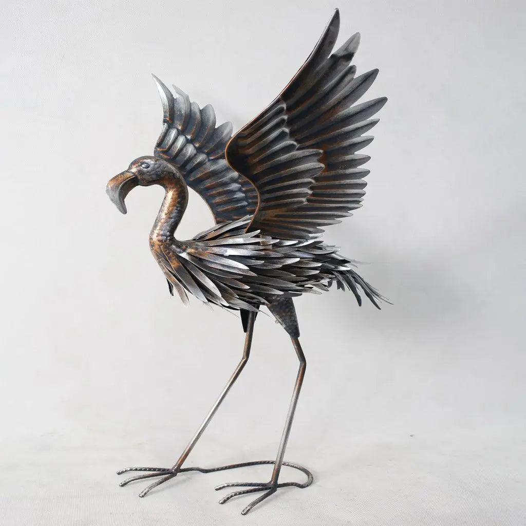 26" Copper And Silver Metal Flamingo Garden Accents Accessories Homeroots Outdoor