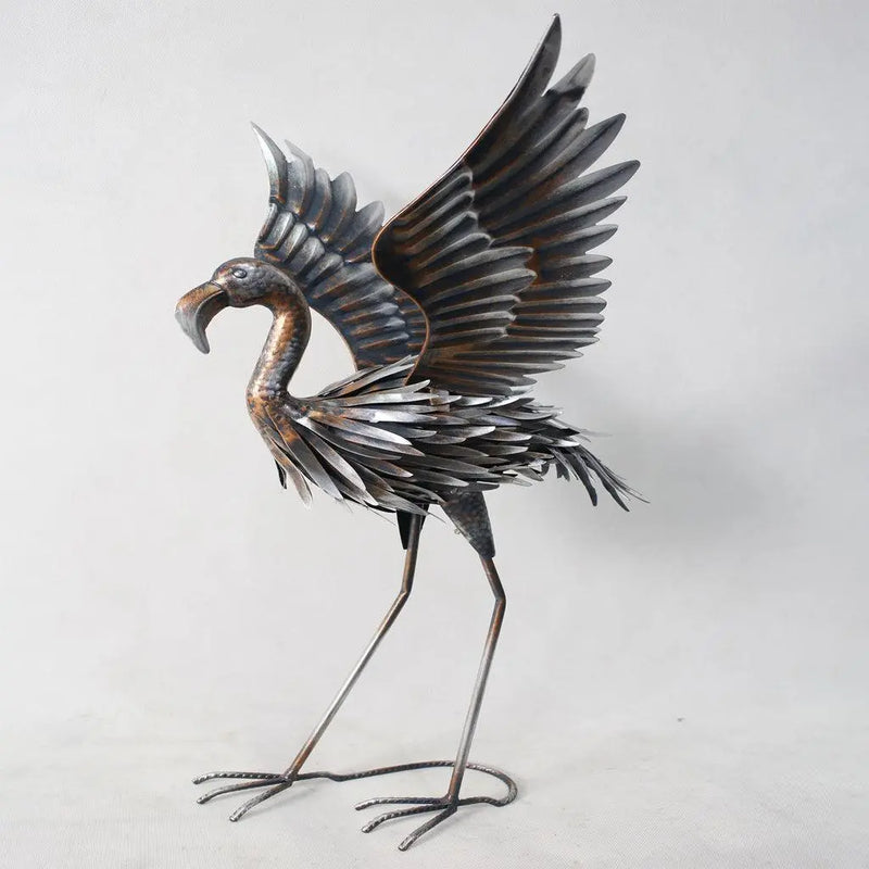 26" Copper And Silver Metal Flamingo Garden Accents Accessories Homeroots Outdoor