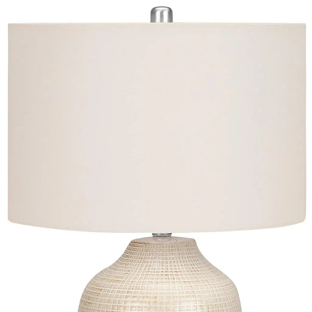 26" Cream Ceramic Urn Table Lamp With Cream Drum Shade Homeroots Lighting
