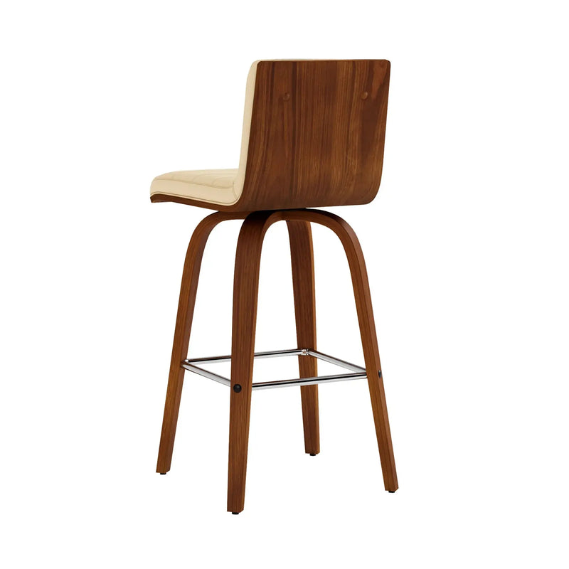 26" Cream and Brown Fabric and Iron Low Back Counter Height Swivel Bar Chair Homeroots Living Room
