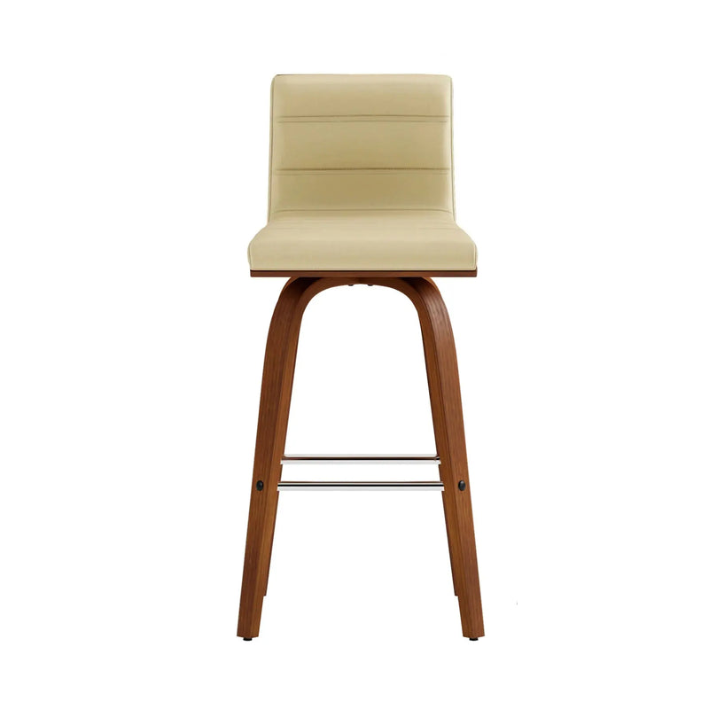 26" Cream and Brown Fabric and Iron Low Back Counter Height Swivel Bar Chair Homeroots Living Room