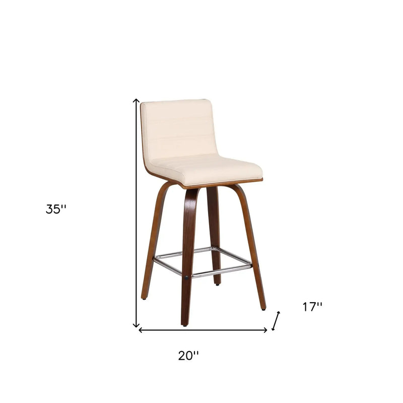 26" Cream and Brown Fabric and Iron Low Back Counter Height Swivel Bar Chair Homeroots Living Room