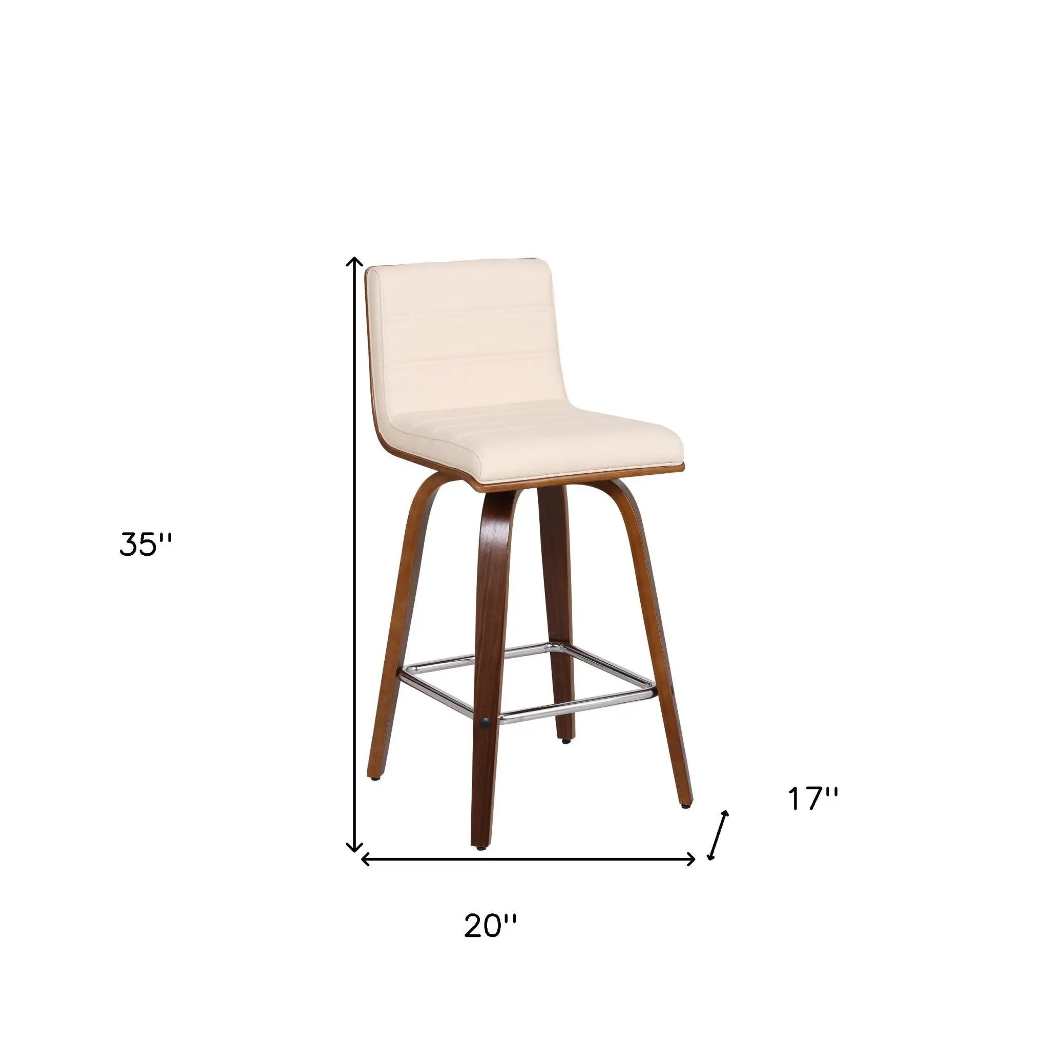 26" Cream and Brown Fabric and Iron Low Back Counter Height Swivel Bar Chair Homeroots Living Room