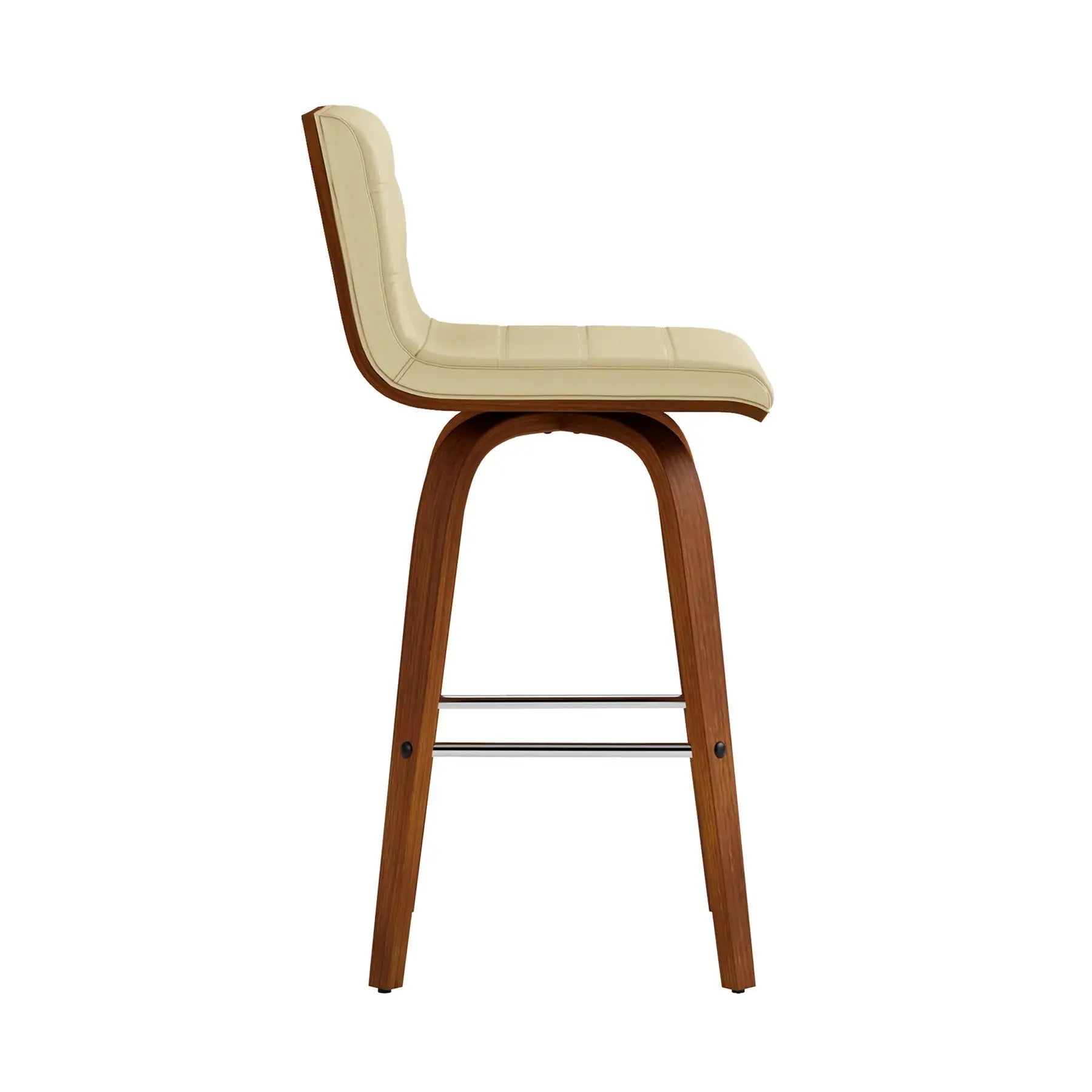 26" Cream and Brown Fabric and Iron Low Back Counter Height Swivel Bar Chair Homeroots Living Room
