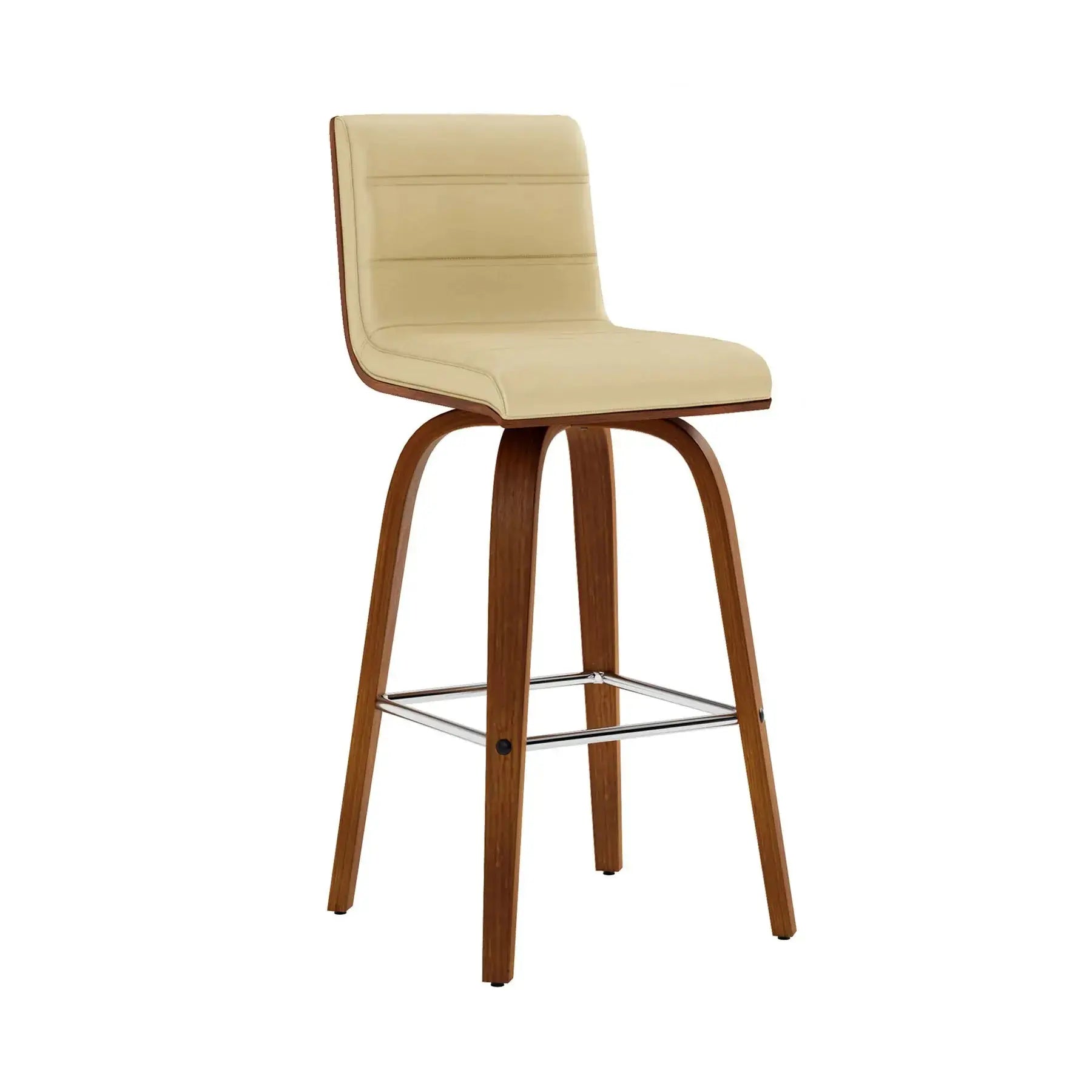 26" Cream and Brown Fabric and Iron Low Back Counter Height Swivel Bar Chair Homeroots Living Room