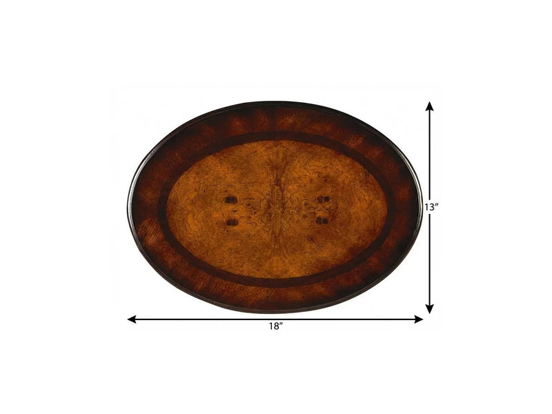 26" Dark Brown And Cherry Manufactured Wood Oval End Table With Two Drawers Homeroots Living Room