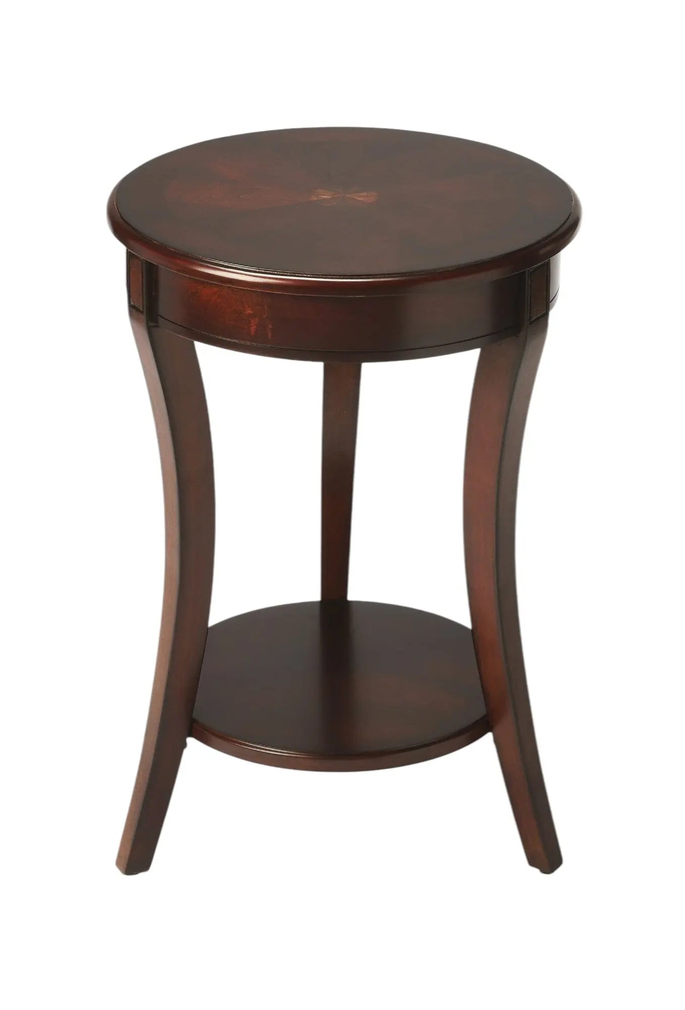 26" Dark Brown Wood And Wood Round End Table With Shelf Homeroots Living Room