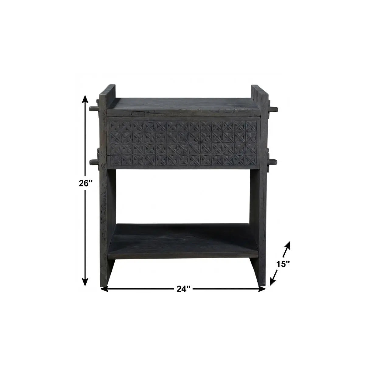 26" Dark Gray One Drawer Nightstand Homeroots Bed & Bath
