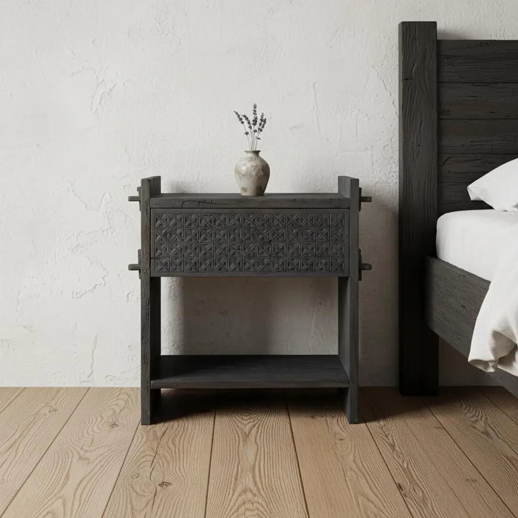 26" Dark Gray One Drawer Nightstand Homeroots Bed & Bath