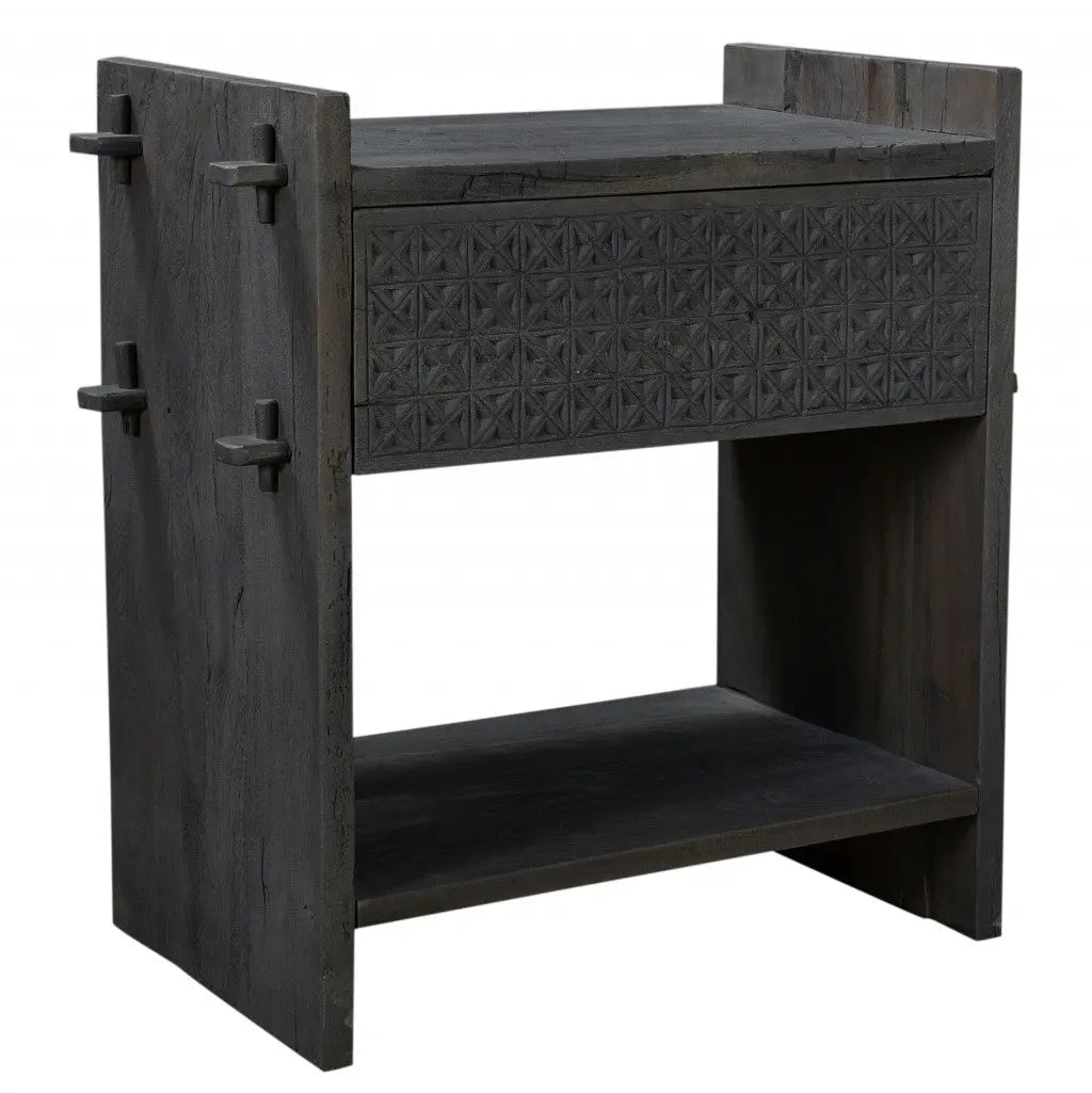 26" Dark Gray One Drawer Nightstand Homeroots Bed & Bath