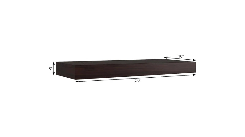 26" Espresso Wood Wall Mounted Floating Shelf Homeroots Organization