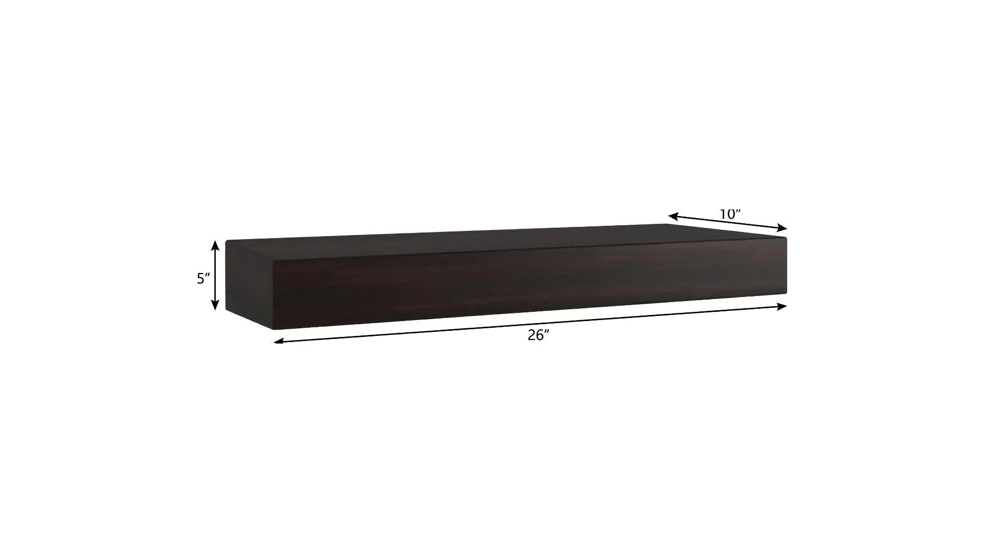 26" Espresso Wood Wall Mounted Floating Shelf Homeroots Organization