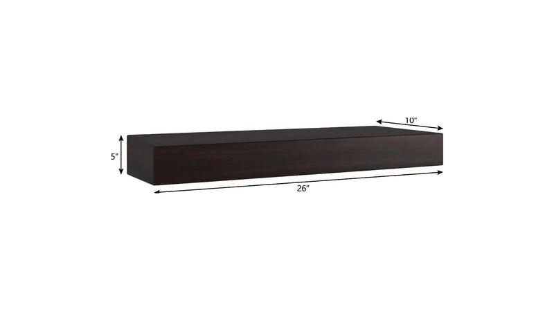 26" Espresso Wood Wall Mounted Floating Shelf Homeroots Organization