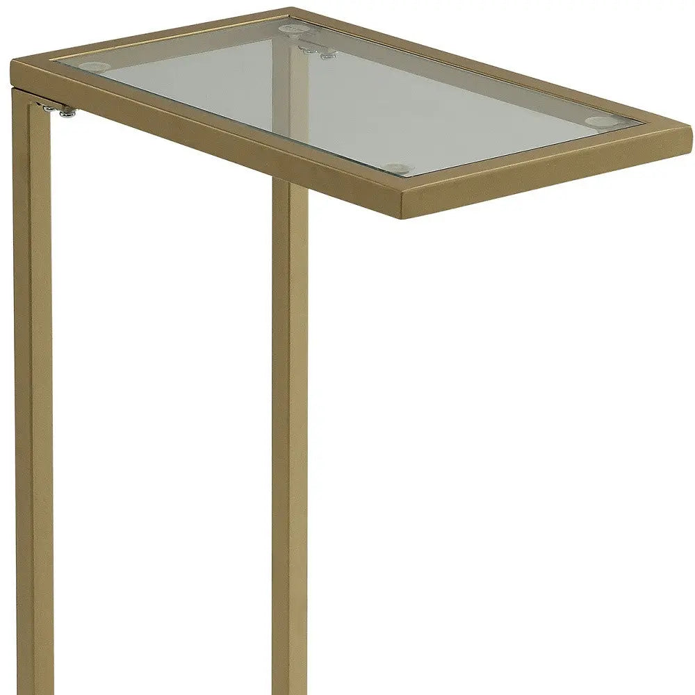 26" Gold And Clear Glass Rectangular End Table Homeroots Living Room