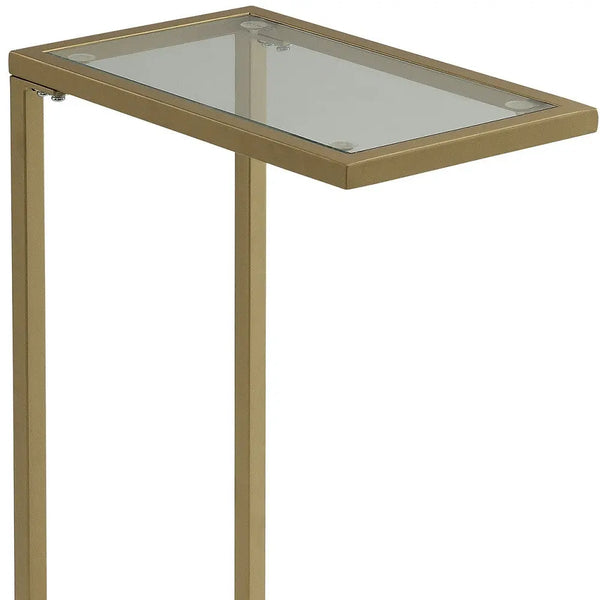 26" Gold And Clear Glass Rectangular End Table Homeroots Living Room