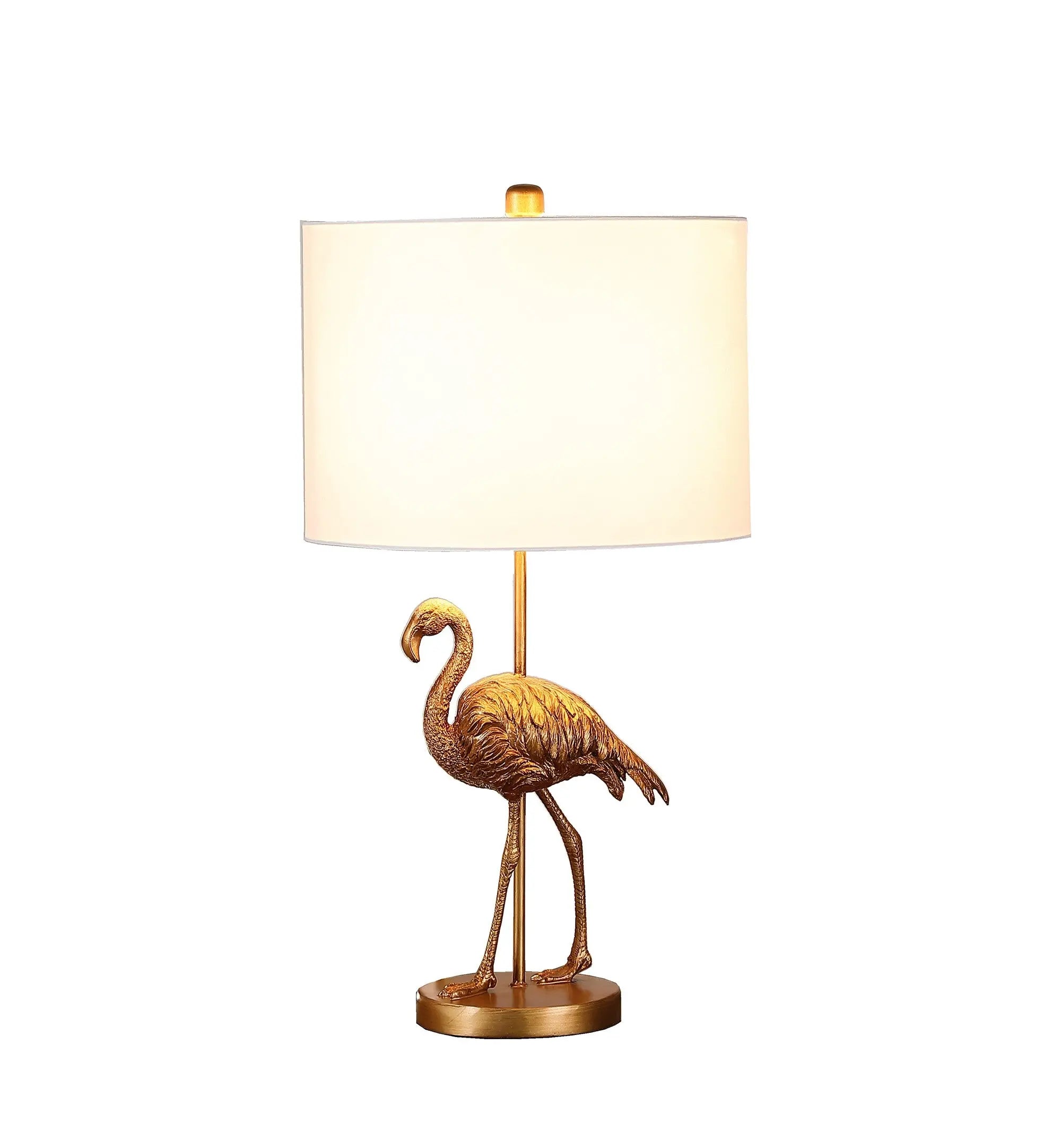 26" Gold Flamingo Table Lamp With White Drum Shade Homeroots Lighting