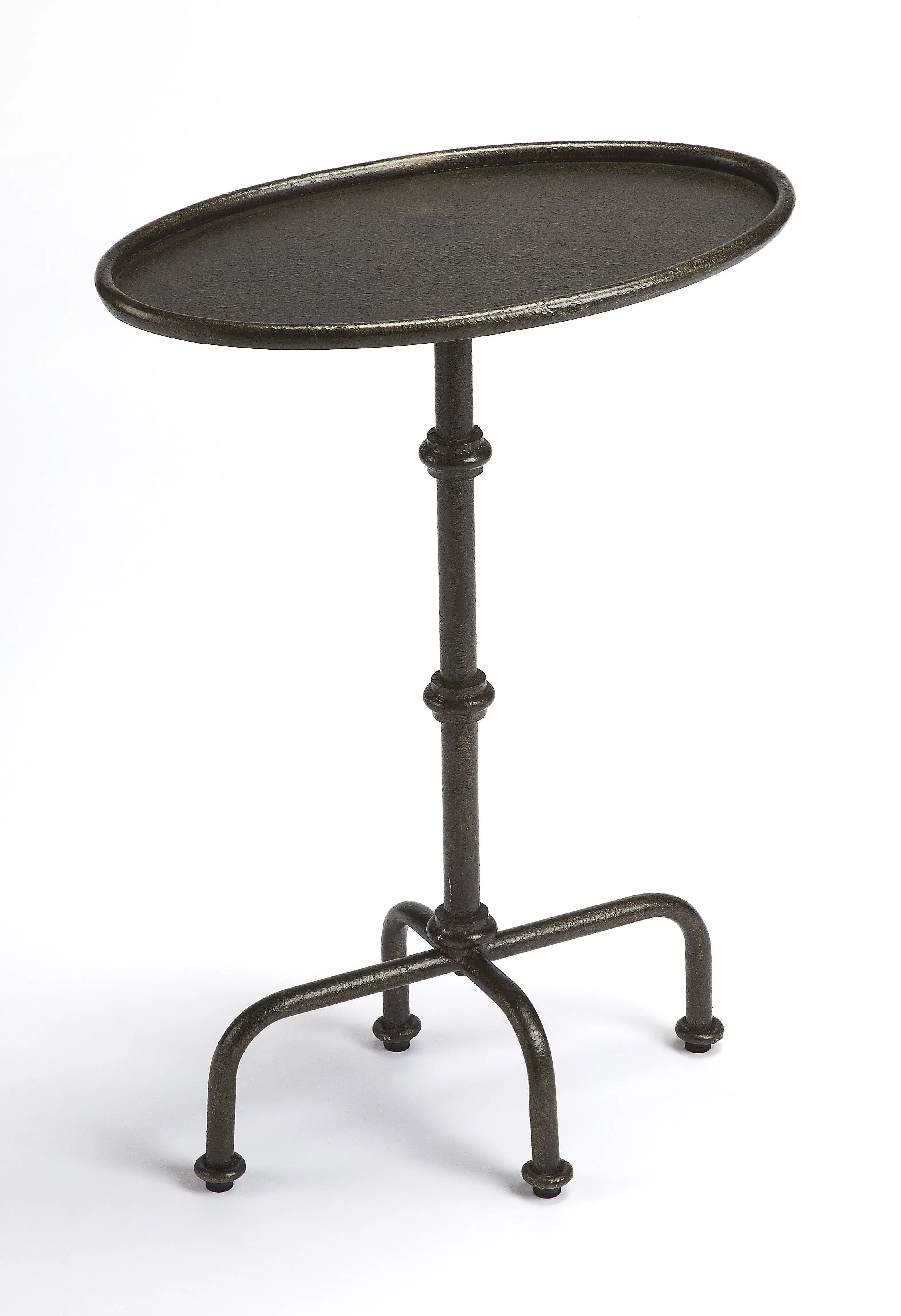 26" Gray Aluminum Oval Pedestal End Table - GreatEagleInc