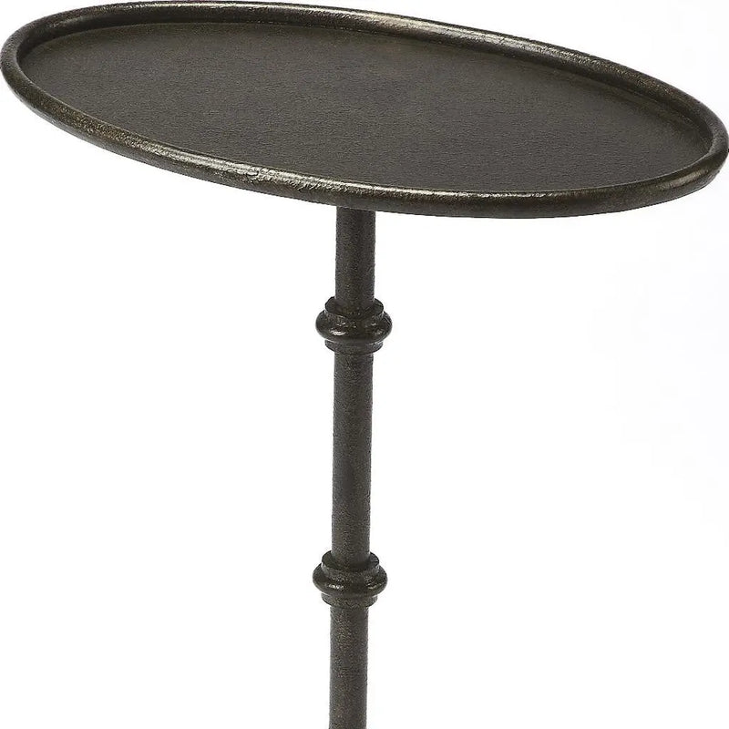 26" Gray Aluminum Oval Pedestal End Table - GreatEagleInc