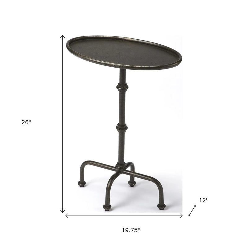 26" Gray Aluminum Oval Pedestal End Table - GreatEagleInc