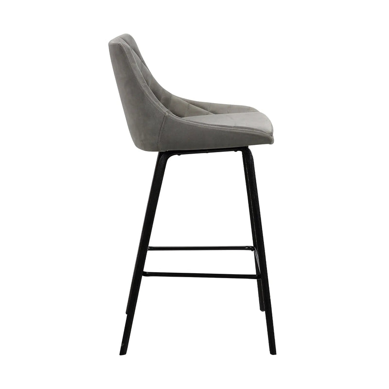 26" Gray And Black Iron Counter Height Bar Chair - GreatEagleInc