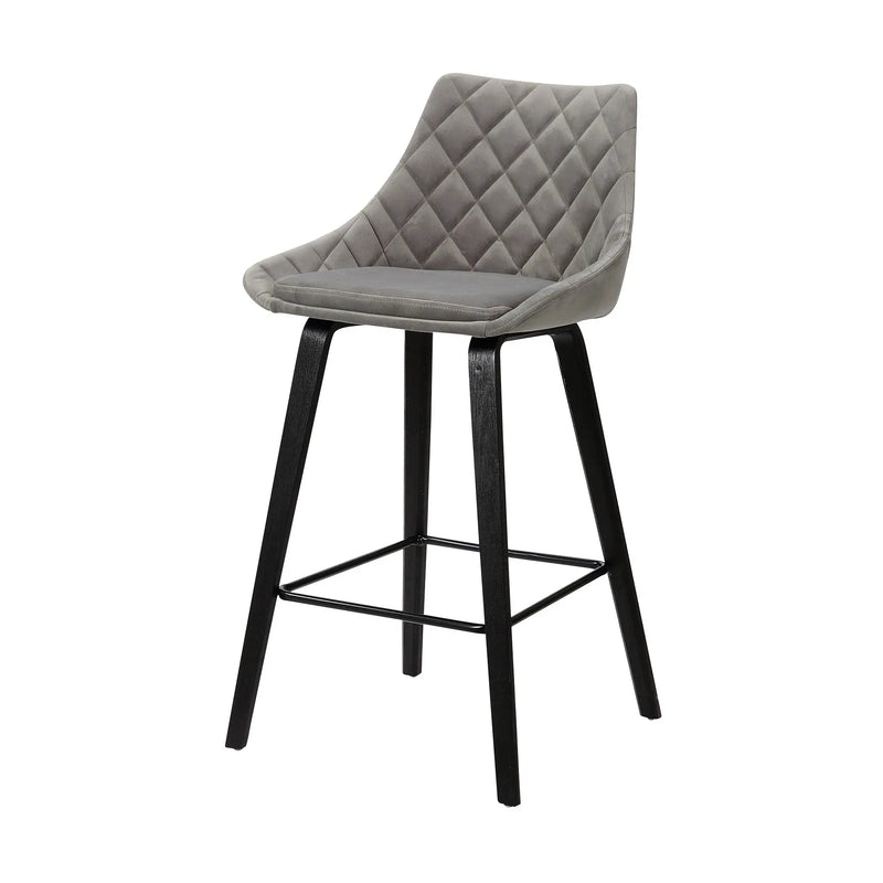 26" Gray And Black Iron Counter Height Bar Chair - GreatEagleInc