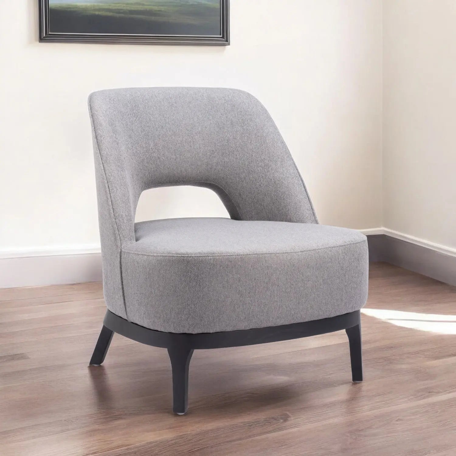 26" Gray And Black Upholstered Lounge Chair Homeroots Living Room