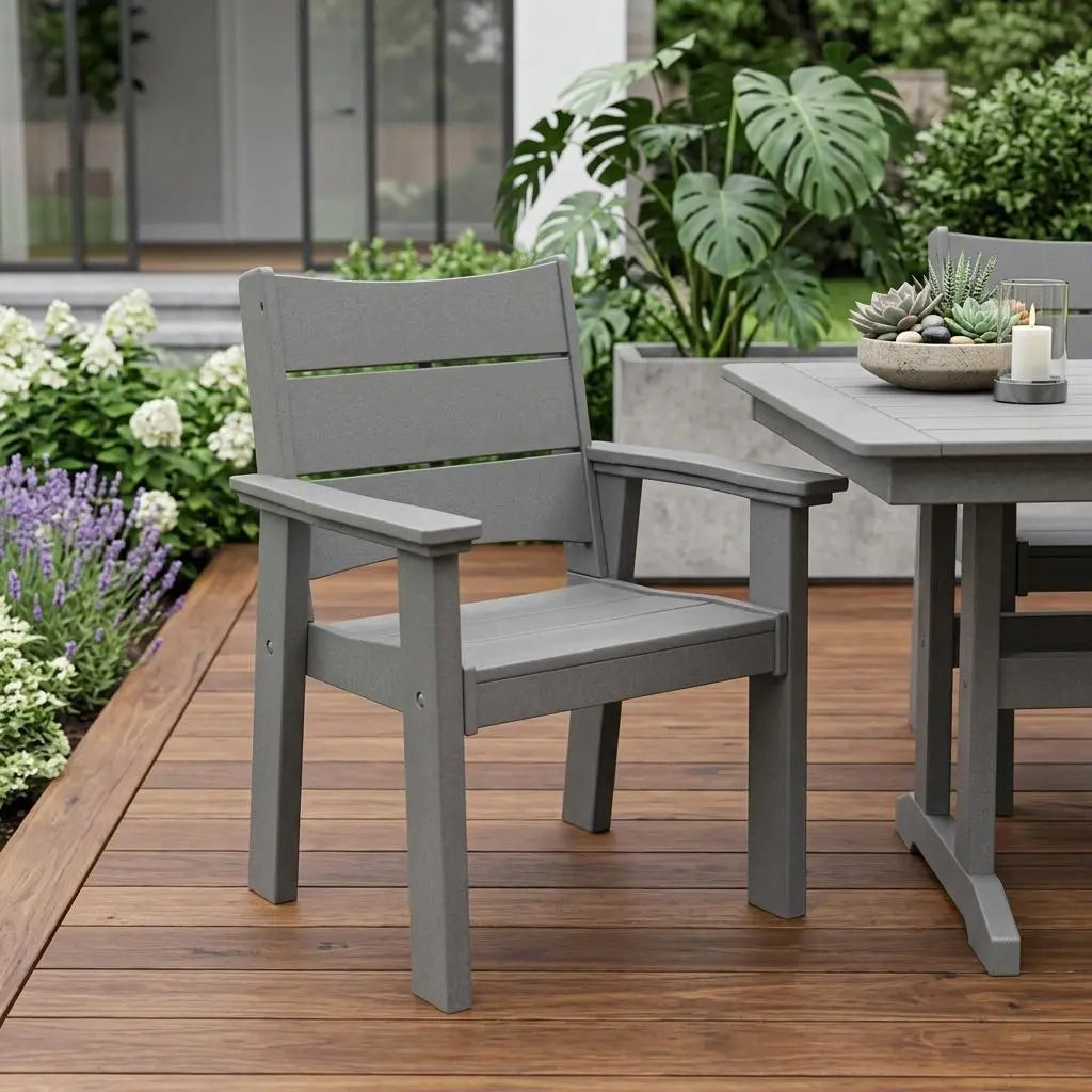 26" Gray Heavy Duty Plastic Outdoor Dining Chair Homeroots Outdoor