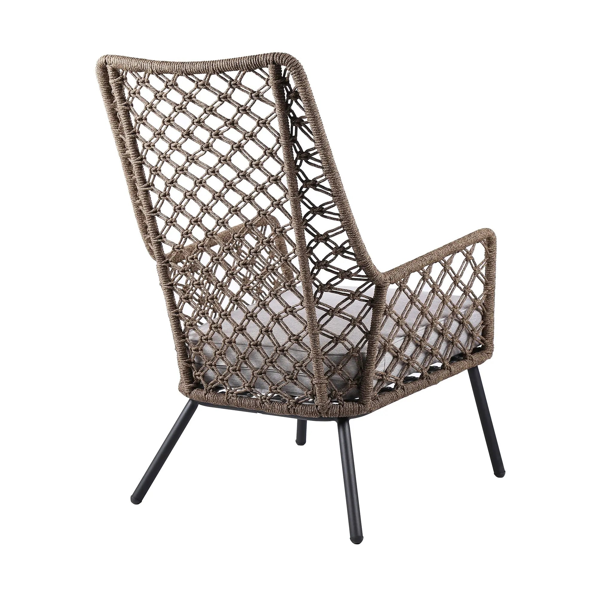 26" Gray Metal Outdoor Arm Chair with Gray Cushion Homeroots Outdoor