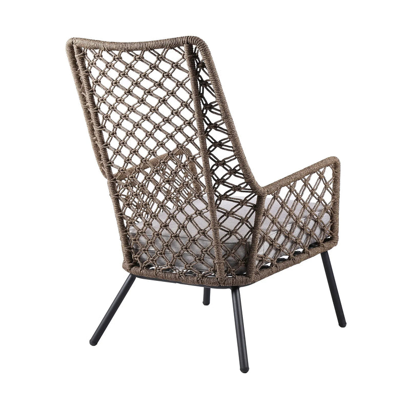 26" Gray Metal Outdoor Arm Chair with Gray Cushion Homeroots Outdoor