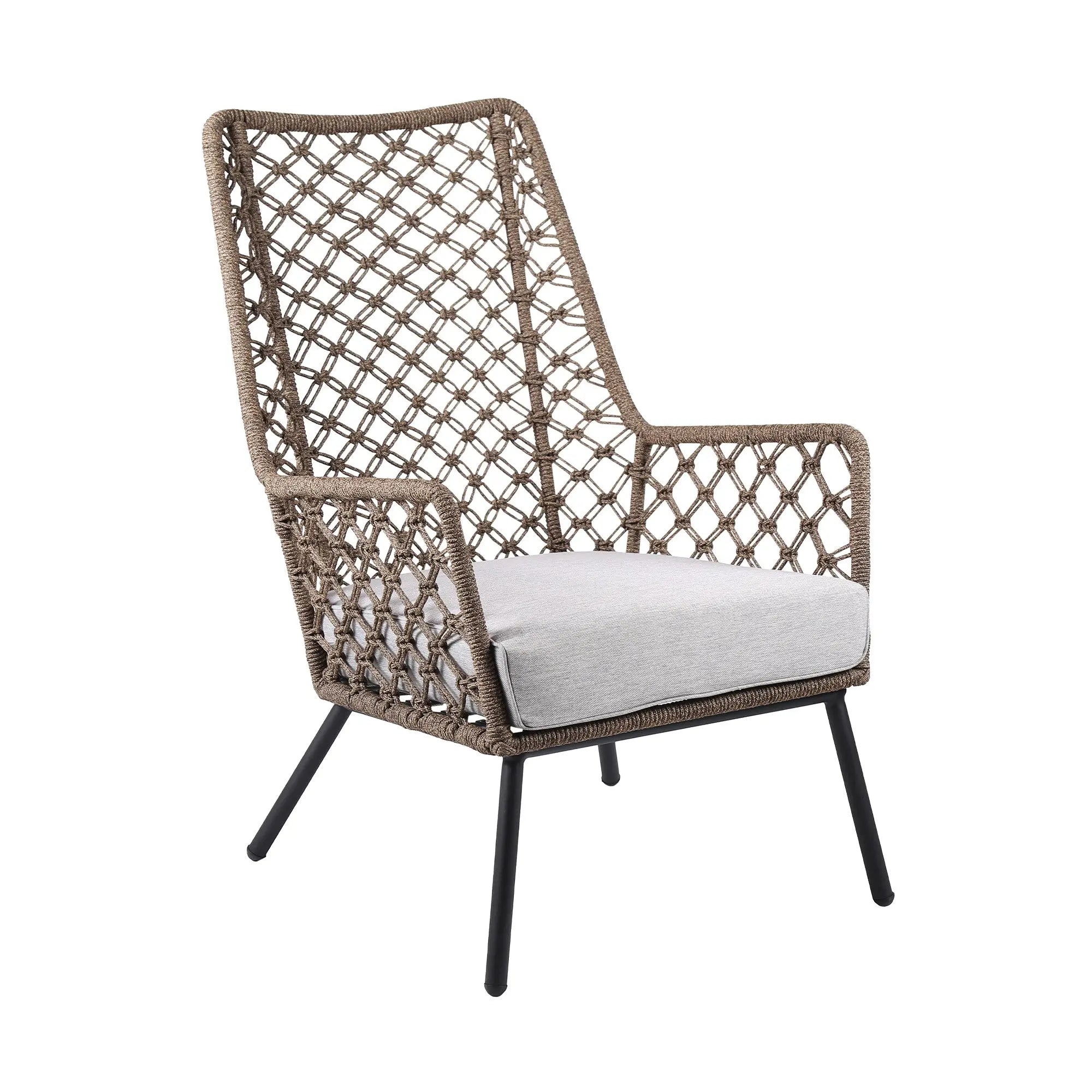 26" Gray Metal Outdoor Arm Chair with Gray Cushion Homeroots Outdoor