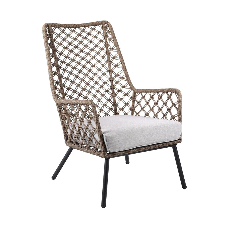 26" Gray Metal Outdoor Arm Chair with Gray Cushion Homeroots Outdoor