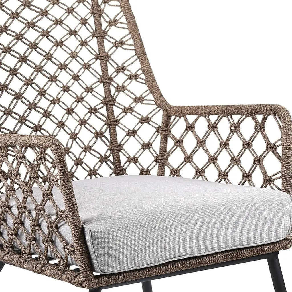 26" Gray Metal Outdoor Arm Chair with Gray Cushion Homeroots Outdoor