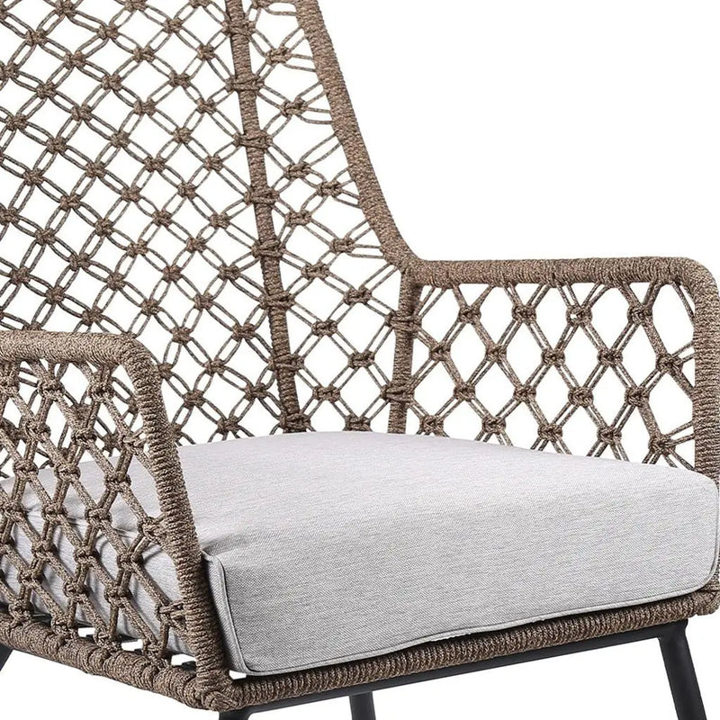 26" Gray Metal Outdoor Arm Chair with Gray Cushion Homeroots Outdoor