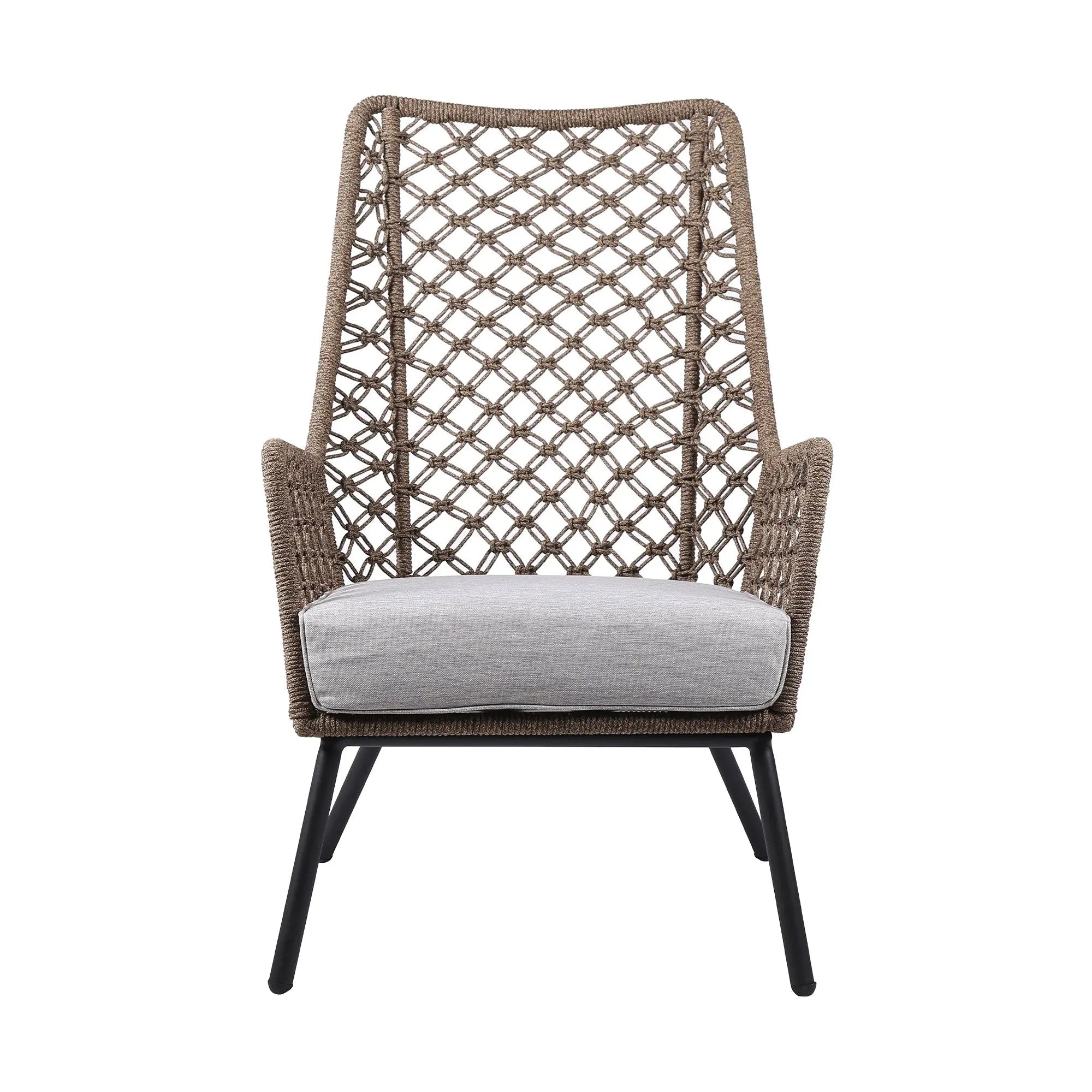 26" Gray Metal Outdoor Arm Chair with Gray Cushion Homeroots Outdoor